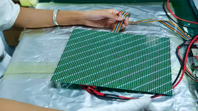 LED display module inspection and quality control at WINFIN factory